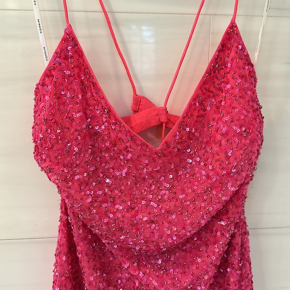 RETROFETE Neon Pink Sequin Dress- Size M - Picture 7 of 10